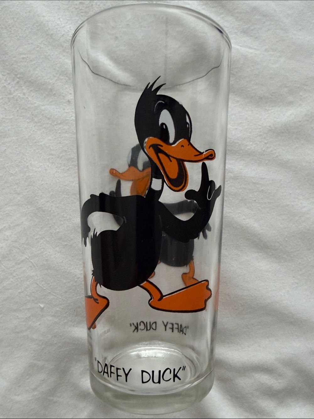 Pepsi Daffy Duck Black & Orange Cartoon Glass 1973